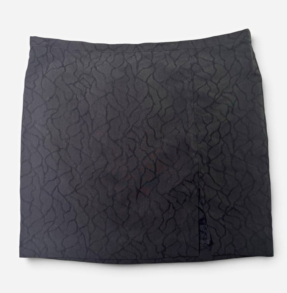 Michael Kors Black Jacquard Pencil Skirt Lined Zip Slit Knee Length Size 16
